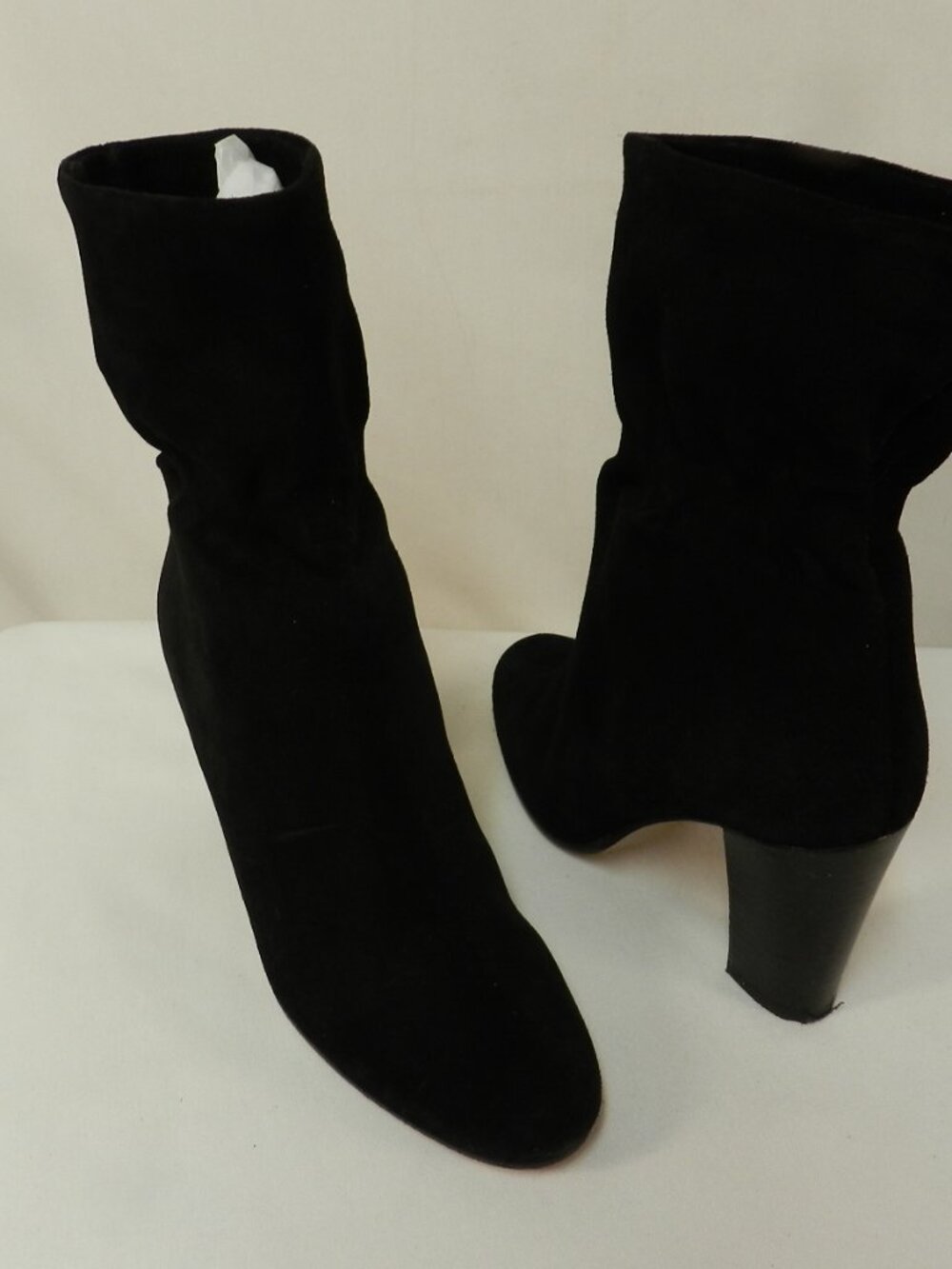 BA&SH Suede black block heeled pull on boots booties Portugal Size Sz 37 US 7